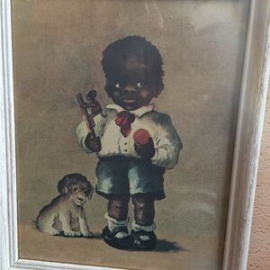 Vintage Boy and Dog Framed Art